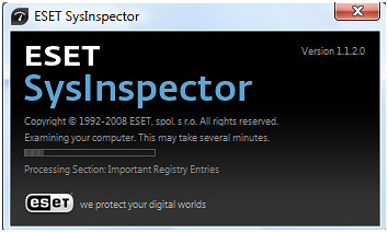 Obrázek 1 - ESET SysInspector - shromažďování údajů Obrázek 1 - ESET SysInspector - shromažďování údajů