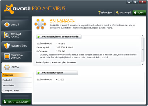 avast! 6 pro antivirus - aktualizace