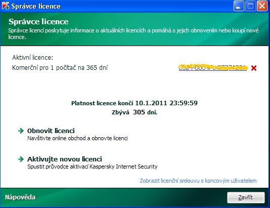 KIS 2010 - detail licence