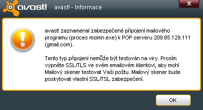 avast - chybov&eacute; hl&aacute;&scaron;en&iacute; Mailov&eacute;ho &scaron;t&iacute;tu...