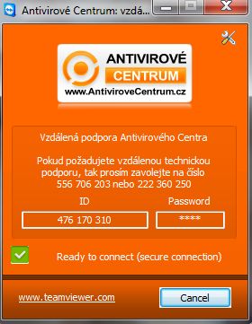 Team Viewer - okno aplikace
