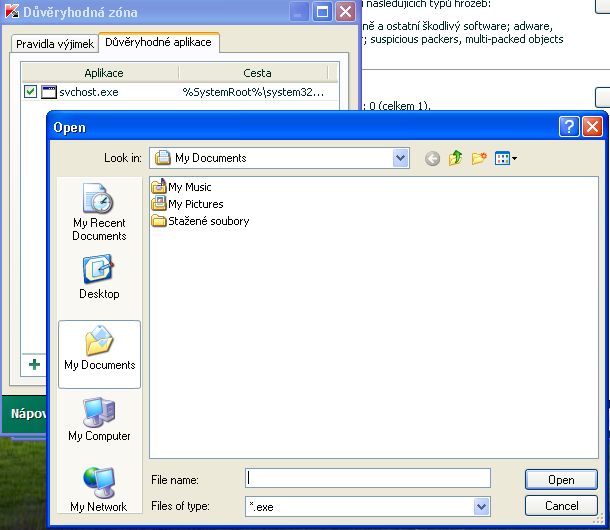 Kaspersky vyjimky