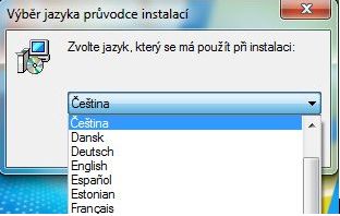 Obr&aacute;zek 1 - v&yacute;běr jazyka instalace