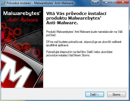 Obr&aacute;zek 2 - &Uacute;vodn&iacute; obrazovka instalace
