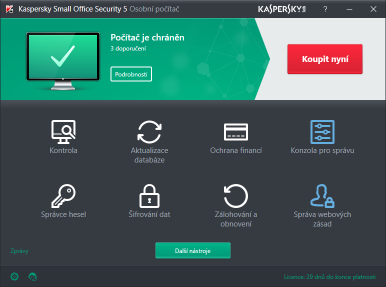 Náhled obrazovek - Kaspersky Small Office Security