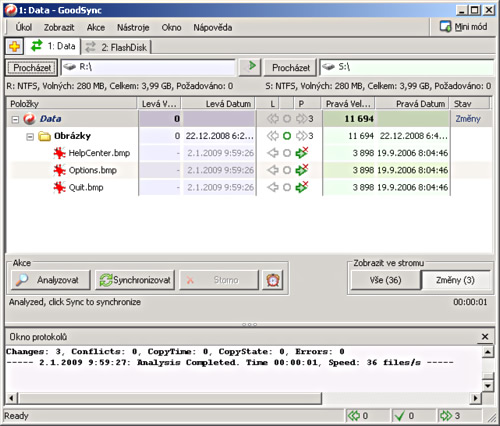 GoodSync - náhled obrazovky, čeština