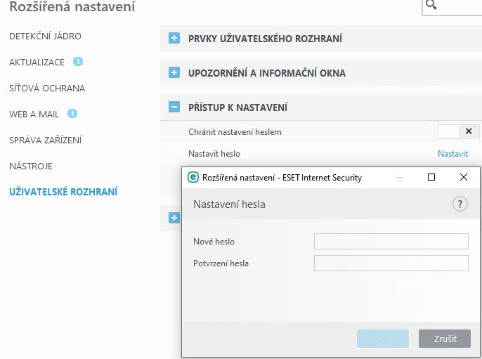 Chránit nastavení heslem