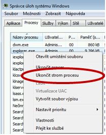 Ukončit strom procesu