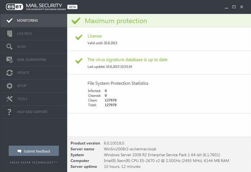 ESET Mail Security 6 pro MS Exchange Server