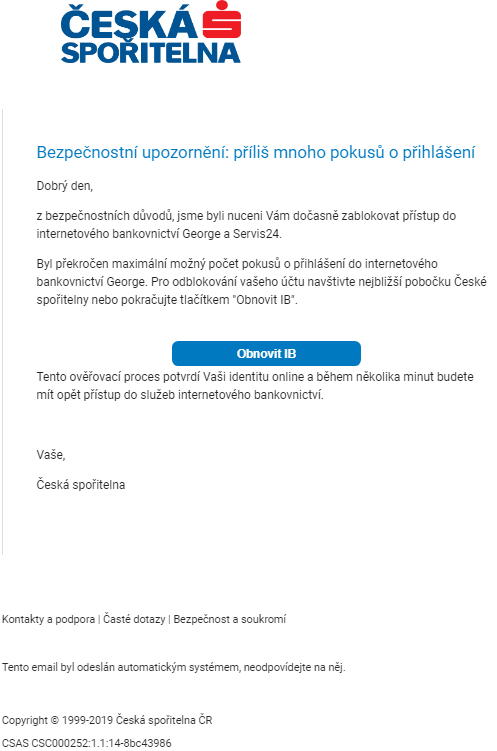 Česká spořitelna phishing