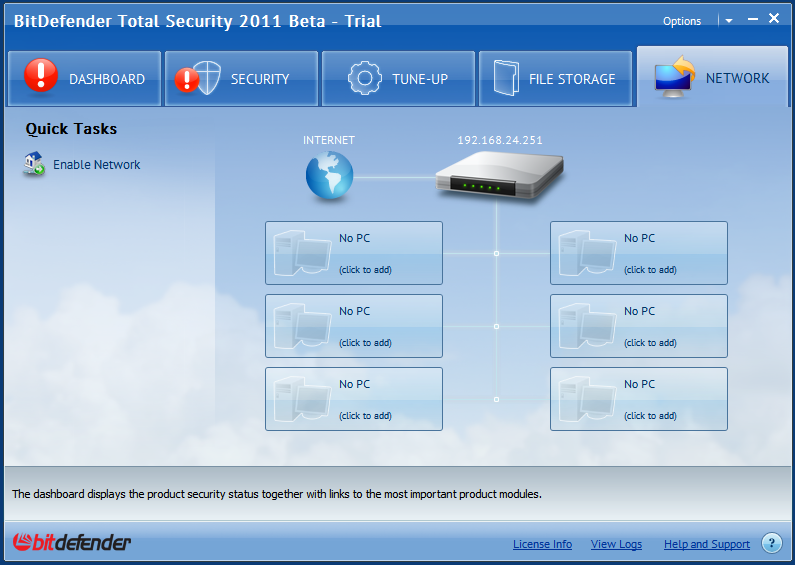 Správa domácí sítě v BD Total Security 2011 beta