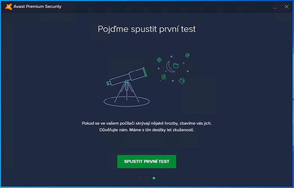 Avast Premium - spuštění testu