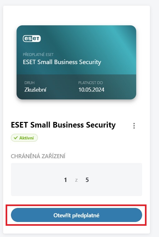 ESET HOME - Předplatné - ESET Small Business Security