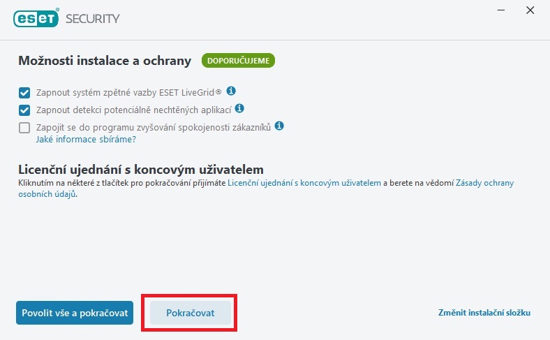 Průvodce instalací - Možnosti instalace a ochrany