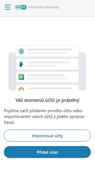 ESET Password Manager - Úvodní okno