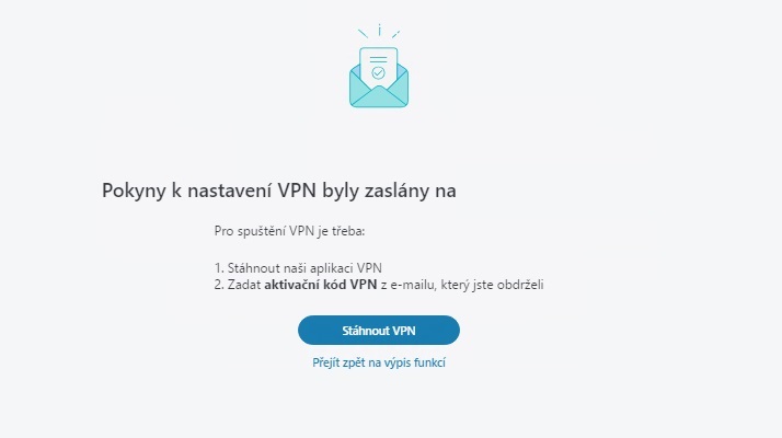 Eset Home - Informace o zaslání instrukcí