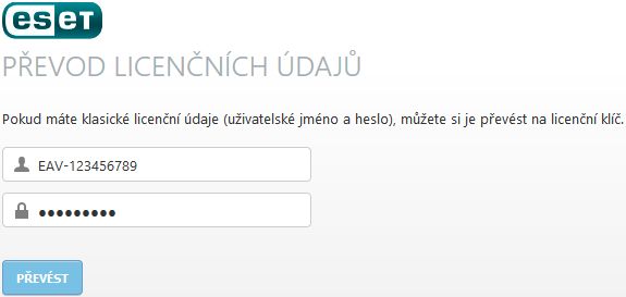 Kovertor licence ESET