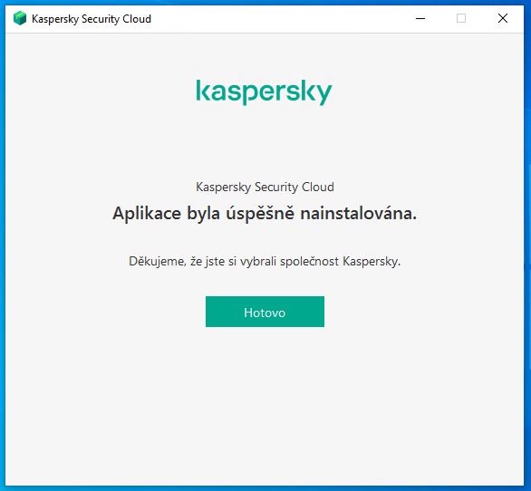 Kaspersky Security Cloud - dokončení instalace