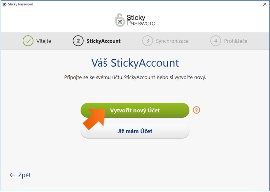 Sticky Password - vtvoření účtu